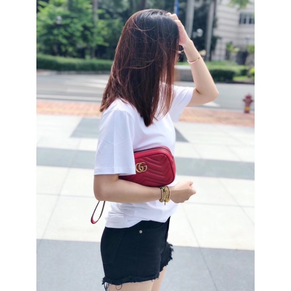 Gucci GG Marmont Matelassé Clutch 443438 Red 2018