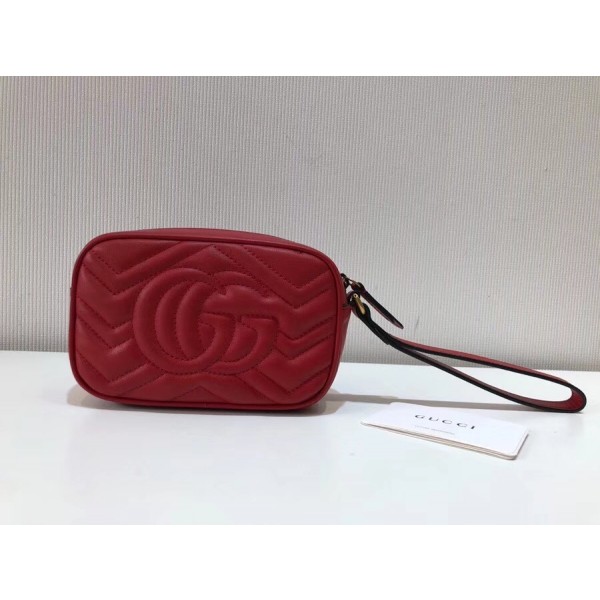 Gucci GG Marmont Matelassé Clutch 443438 Red 2018
