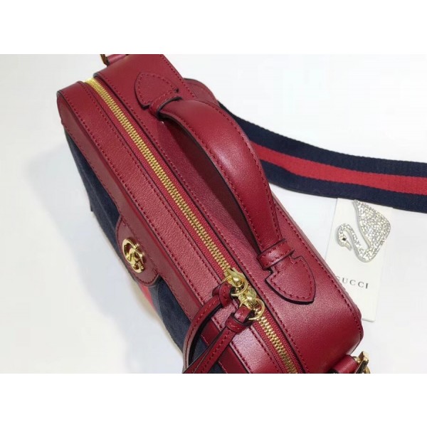 Gucci Ophidia Suede Small Shoulder Bag 550622 Blue/Red 2018