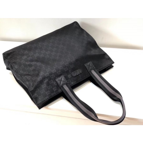 Gucci GG Nylon Shopping Tote 449176 Black/Grey 2017