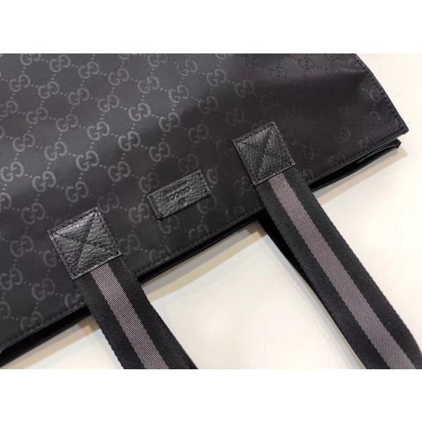 Gucci GG Nylon Shopping Tote 449176 Black/Grey 2017