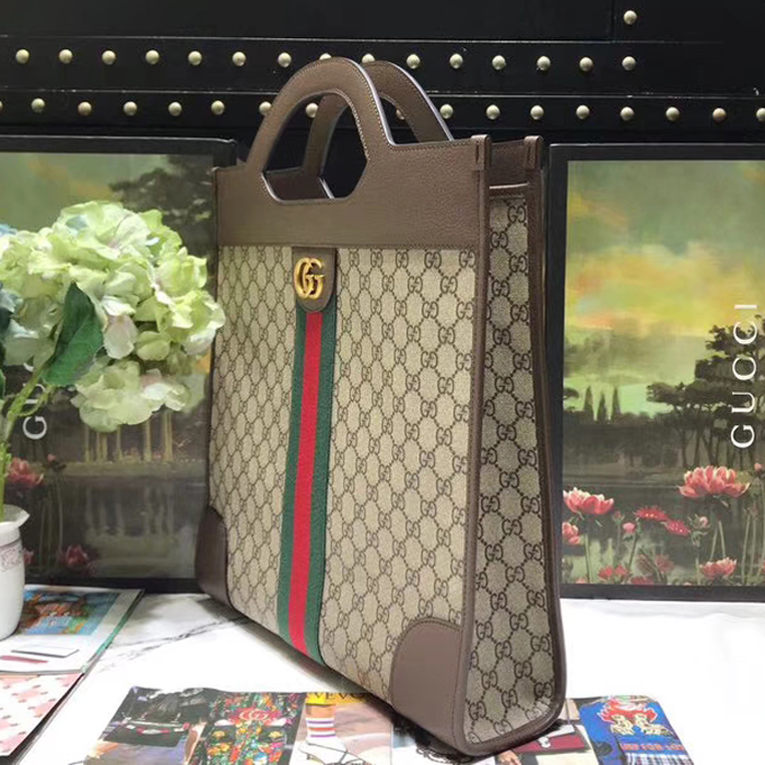 Gucci Ophidia GG medium Top Handle Tote 547941 Dark Coffee