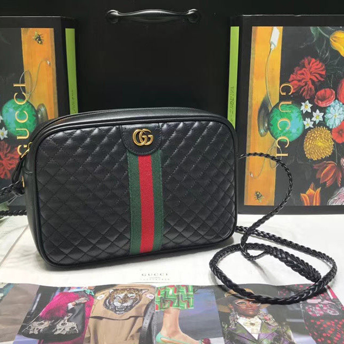 Gucci Laminated Leather Small Shoulder Bag 541051 Black