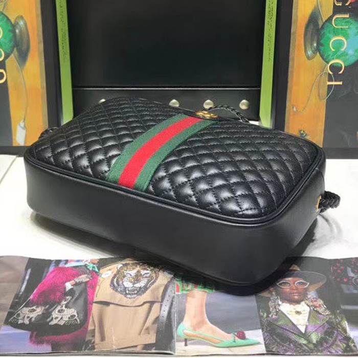 Gucci Laminated Leather Small Shoulder Bag 541051 Black