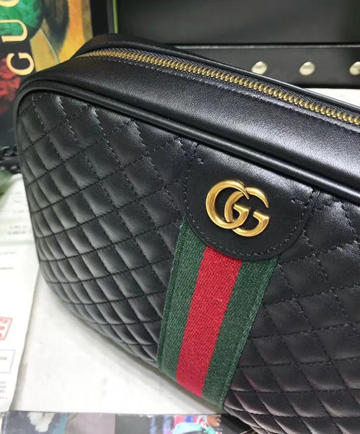 Gucci Laminated Leather Small Shoulder Bag 541051 Black