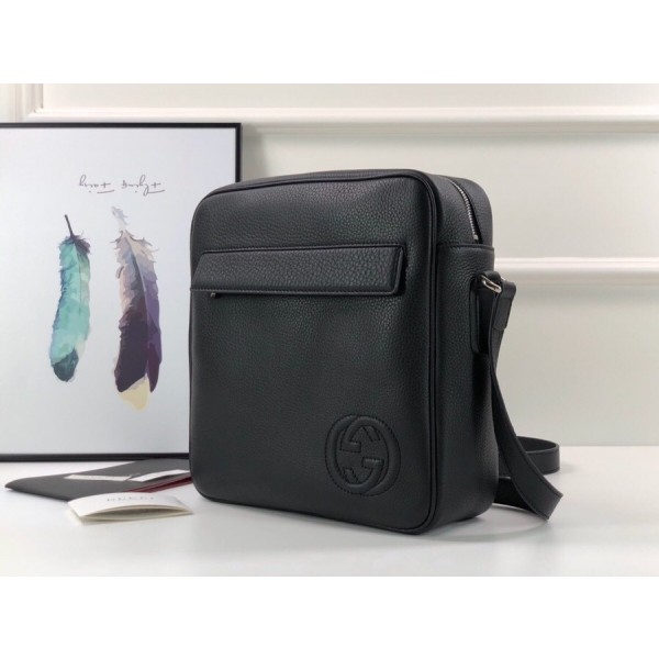 Gucci Leather Men's Messenger Bag 337084 Black 2018