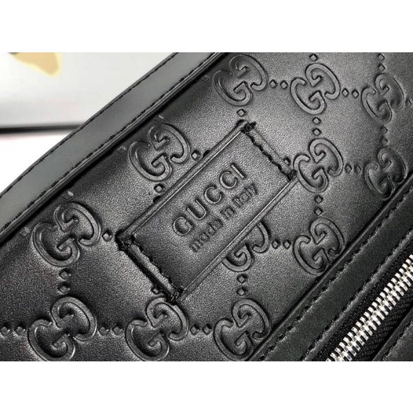 Gucci Signature GG Leather Men's Messenger Bag 473878 Black 2018