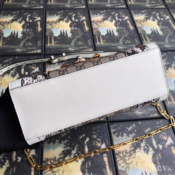 Gucci Osiride Snakeskin Small GG Top Handle Bag 497996 White/Beige 2019