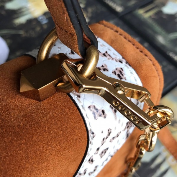 Gucci Osiride Small Suede Top Handle Bag 497996 Brown/White 2019