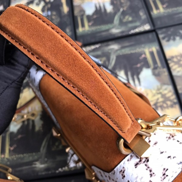 Gucci Osiride Small Suede Top Handle Bag 497996 Brown/White 2019