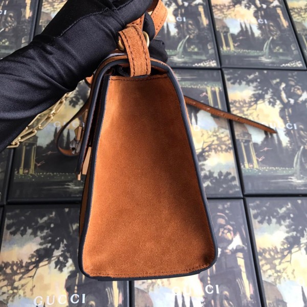 Gucci Osiride Small Suede Top Handle Bag 497996 Brown/White 2019