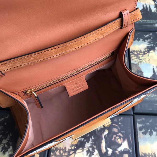 Gucci Osiride Small Suede Top Handle Bag 497996 Brown/White 2019