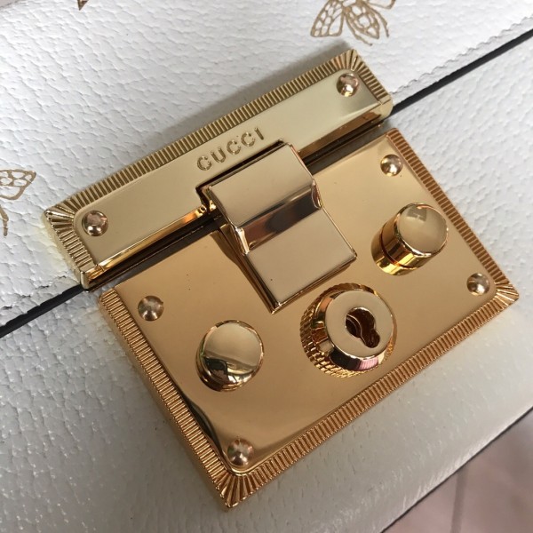 Gucci Padlock Bee Star Small Shoulder Bag 432182 White 2019