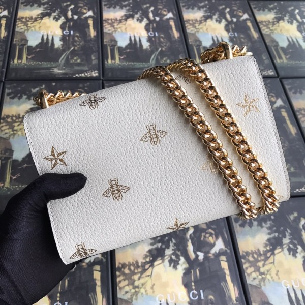 Gucci Padlock Bee Star Small Shoulder Bag 432182 White 2019
