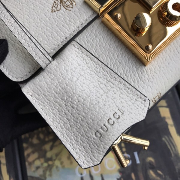 Gucci Padlock Bee Star Small Shoulder Bag 432182 White 2019