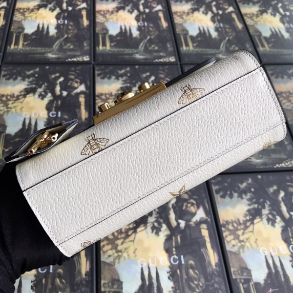 Gucci Padlock Bee Star Small Shoulder Bag 432182 White 2019