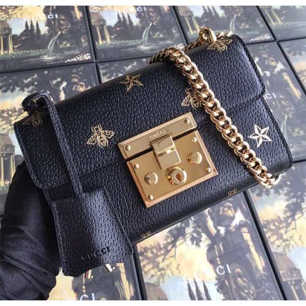 Gucci Padlock Bee Star Small Shoulder Bag 432182 Black 2019