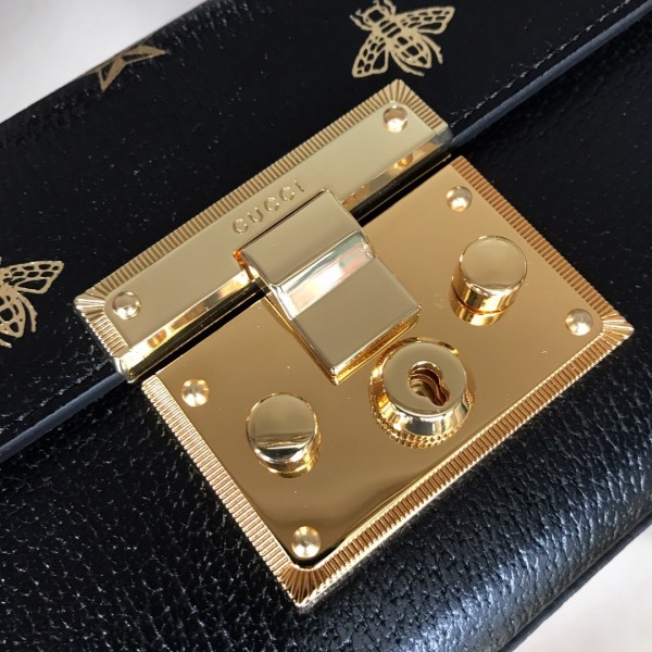 Gucci Padlock Bee Star Small Shoulder Bag 432182 Black 2019
