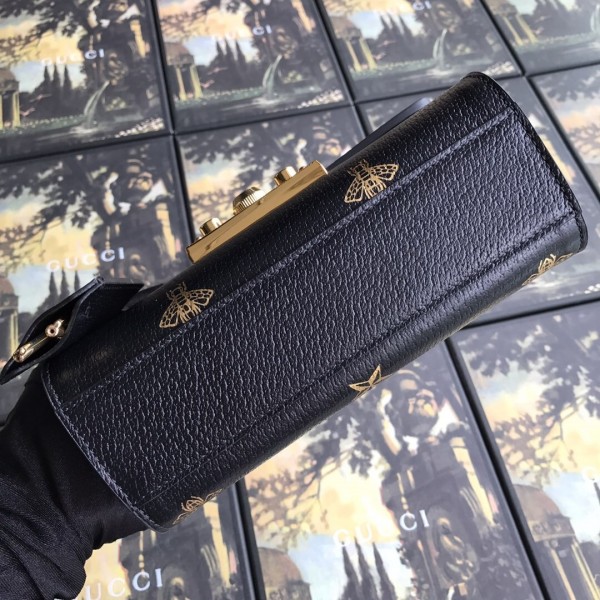 Gucci Padlock Bee Star Small Shoulder Bag 432182 Black 2019