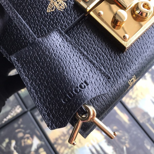 Gucci Padlock Bee Star Small Shoulder Bag 432182 Black 2019