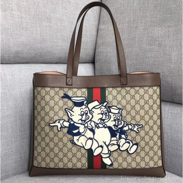 Gucci Ophidia GG Tote Bag with Three Little Pigs 547947 2019