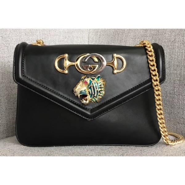 Gucci Interlocking G Horsebit Rajah Small Shoulder Bag 537243 Black 2019