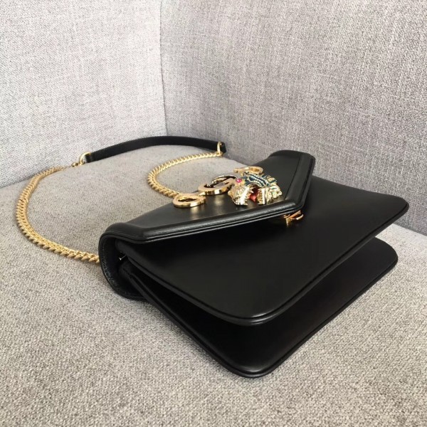 Gucci Interlocking G Horsebit Rajah Small Shoulder Bag 537243 Black 2019