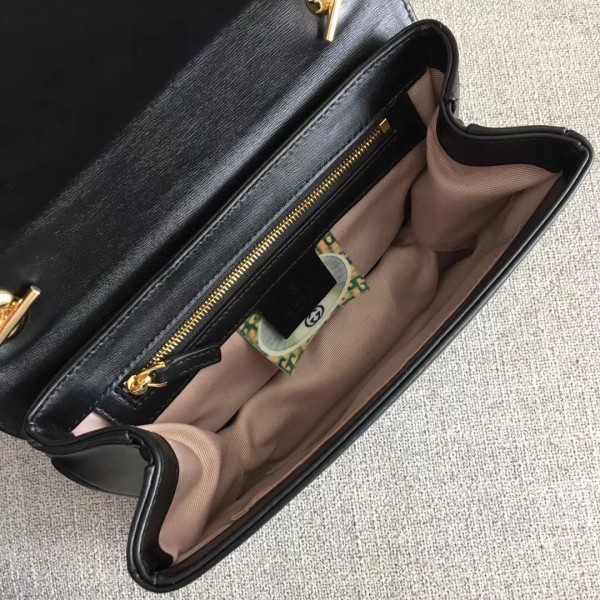 Gucci Interlocking G Horsebit Rajah Small Shoulder Bag 537243 Black 2019