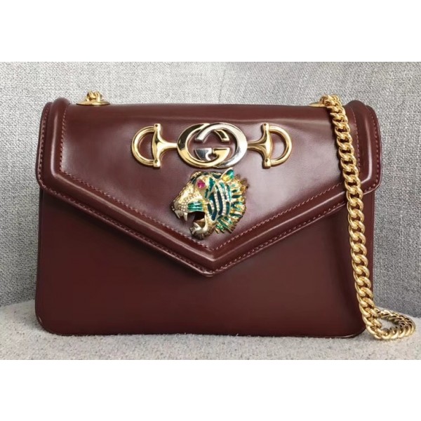 Gucci Interlocking G Horsebit Rajah Small Shoulder Bag 537243 Burgundy 2019