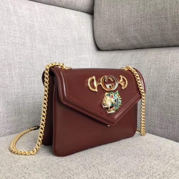 Gucci Interlocking G Horsebit Rajah Small Shoulder Bag 537243 Burgundy 2019