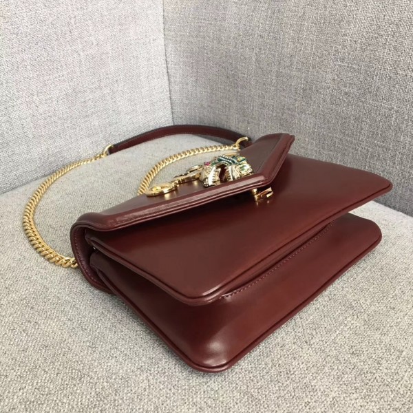 Gucci Interlocking G Horsebit Rajah Small Shoulder Bag 537243 Burgundy 2019