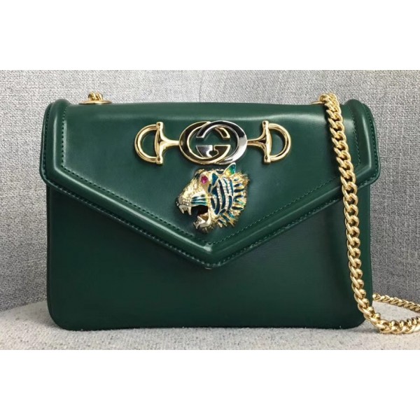 Gucci Interlocking G Horsebit Rajah Small Shoulder Bag 537243 Green 2019