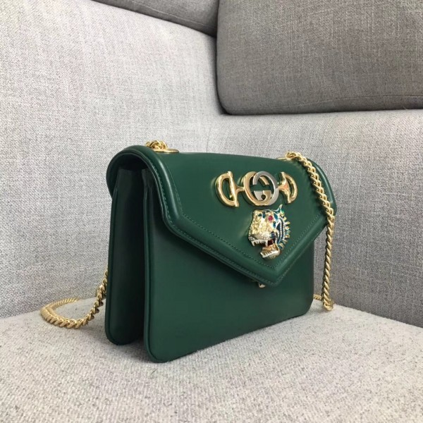 Gucci Interlocking G Horsebit Rajah Small Shoulder Bag 537243 Green 2019