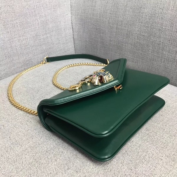Gucci Interlocking G Horsebit Rajah Small Shoulder Bag 537243 Green 2019