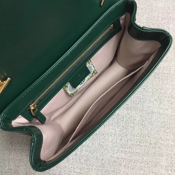 Gucci Interlocking G Horsebit Rajah Small Shoulder Bag 537243 Green 2019