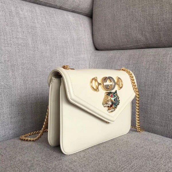 Gucci Interlocking G Horsebit Rajah Small Shoulder Bag 537243 White 2019