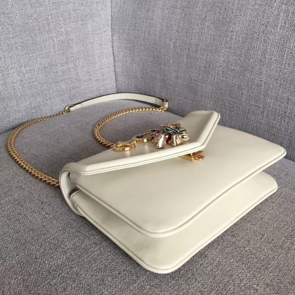 Gucci Interlocking G Horsebit Rajah Small Shoulder Bag 537243 White 2019