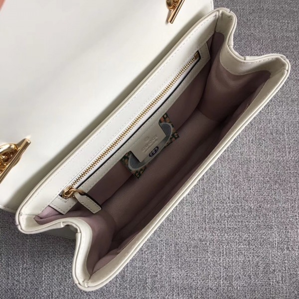 Gucci Interlocking G Horsebit Rajah Small Shoulder Bag 537243 White 2019