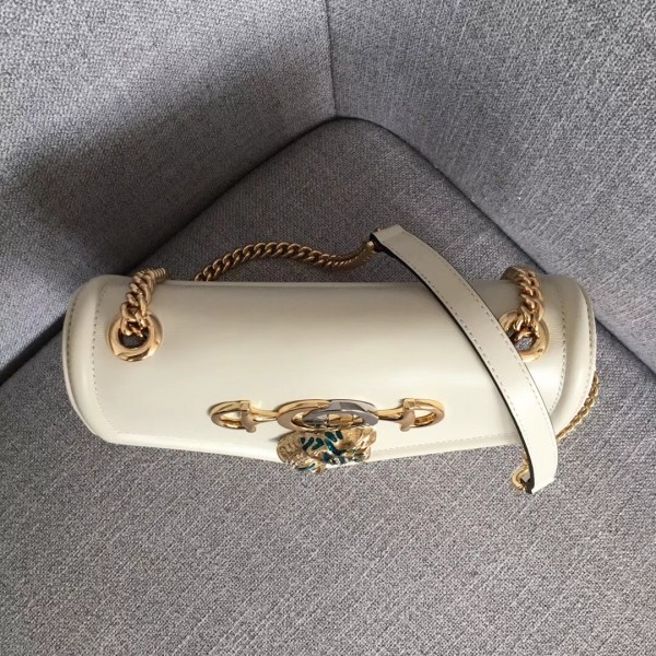 Gucci Interlocking G Horsebit Rajah Small Shoulder Bag 537243 White 2019