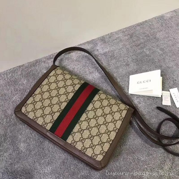 Gucci Queen Margaret Metal Bee Web GG Supreme Medium Shoulder Bag 524356 coffee 2018