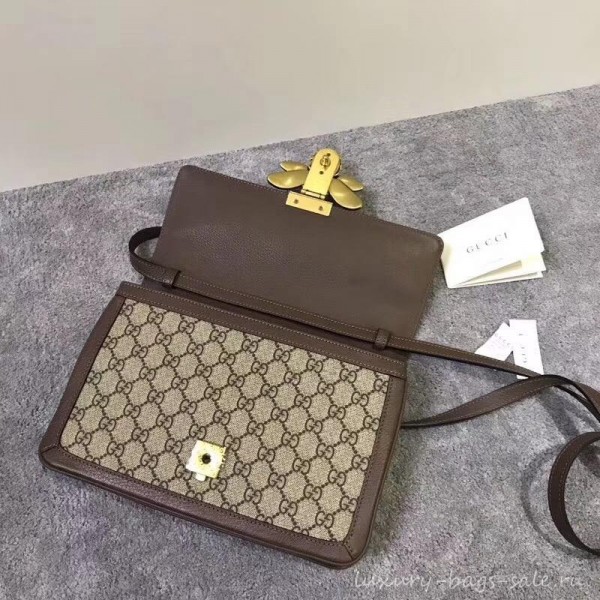 Gucci Queen Margaret Metal Bee Web GG Supreme Medium Shoulder Bag 524356 coffee 2018