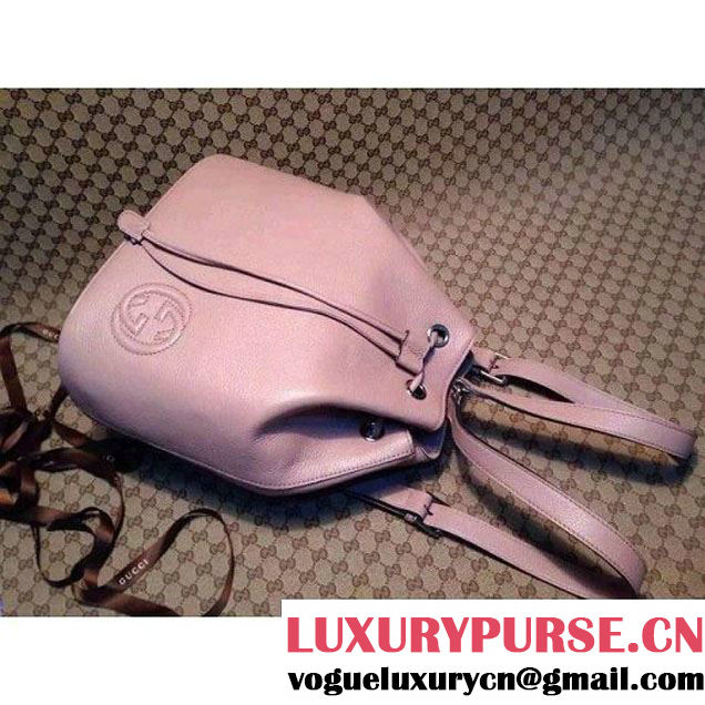 Gucci Sohho Leather Drawstring Backpack In Nude Pink 368588 (1b77-042707 )