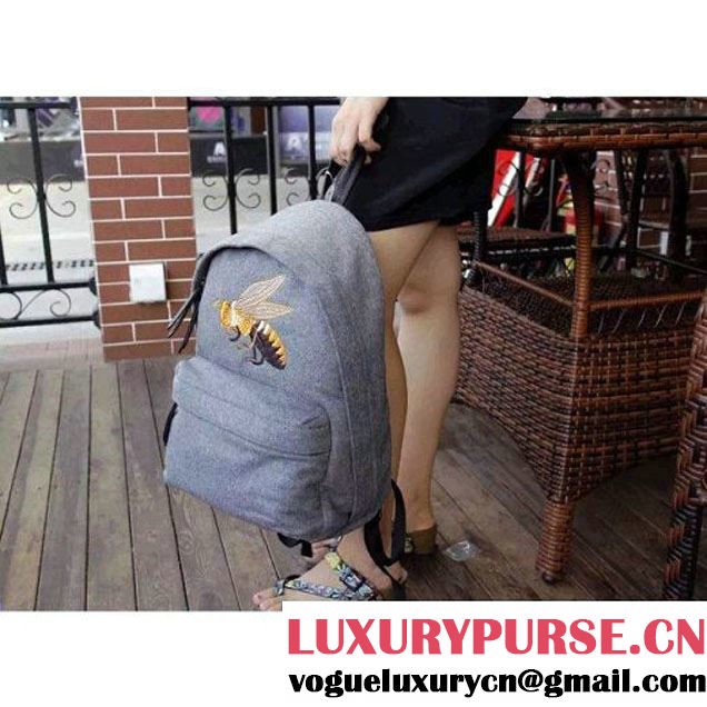 Gucci 400248 Beaded Sky Wool Backpack Grey Fall 2015 (1B067-091824 )