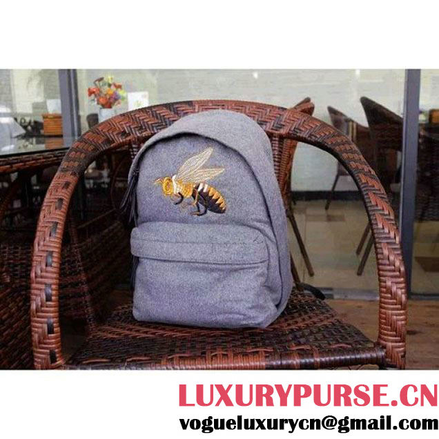 Gucci 400248 Beaded Sky Wool Backpack Grey Fall 2015 (1B067-091824 )
