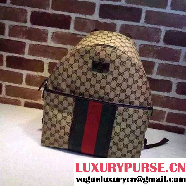 Gucci 181065 GG Supreme Zip Backpack in Brown (2a025-102633 )