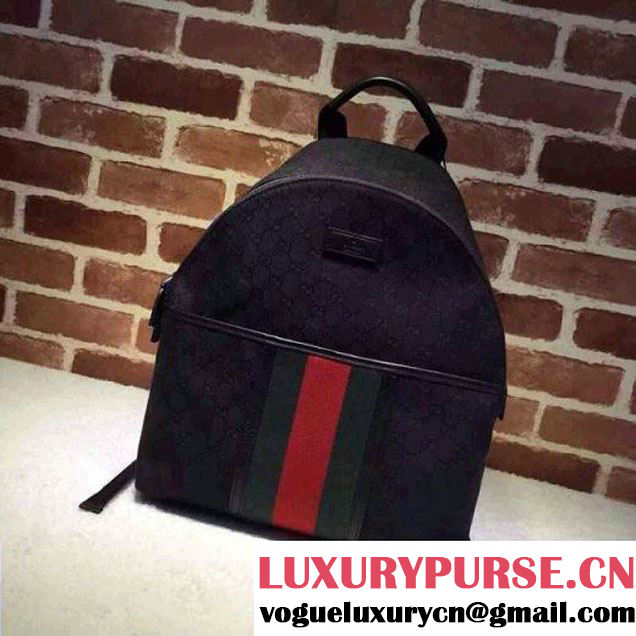 Gucci 181065 GG Supreme Zip Backpack in Black (2a025-102634 )