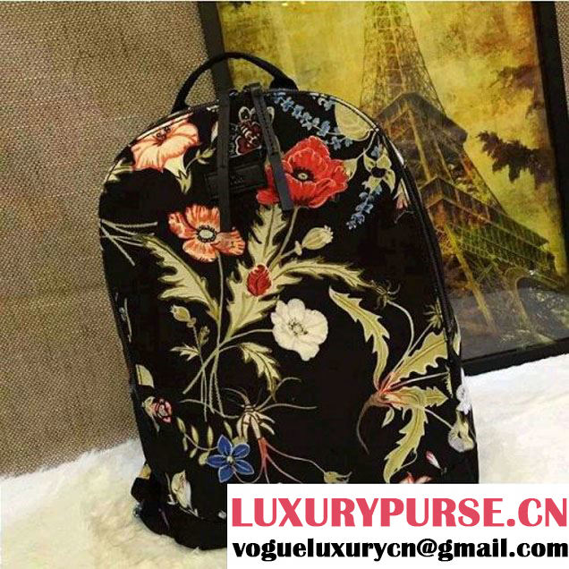 Gucci Black Flowers Fabric Backpack 2016 (HL-6040723 )