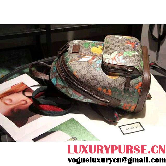 Gucci 406370 GG Green Blooms Backpack Brown 2016 (SPM-6041814 )