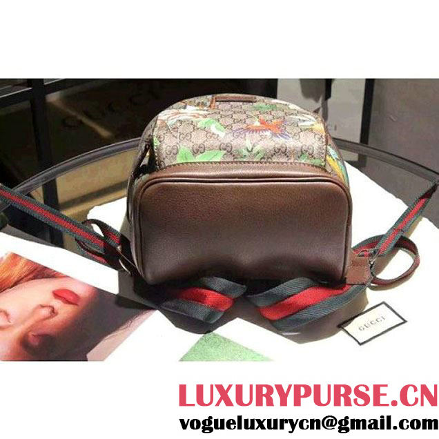 Gucci 406370 GG Green Blooms Backpack Brown 2016 (SPM-6041814 )
