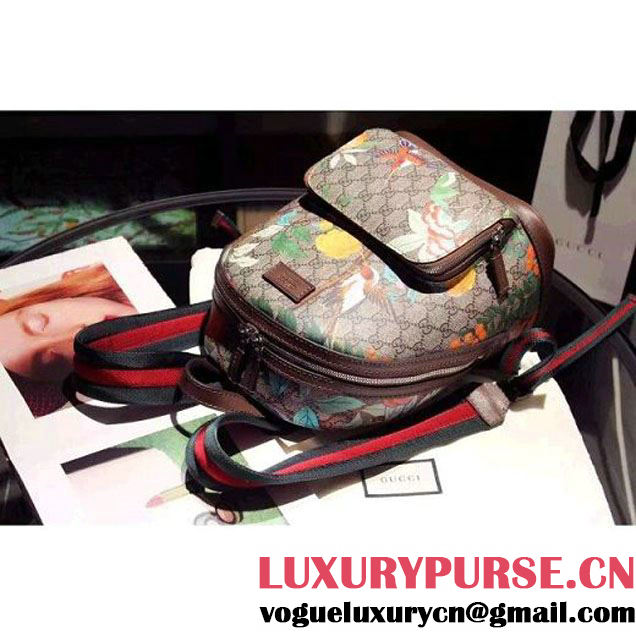 Gucci 406370 GG Green Blooms Backpack Brown 2016 (SPM-6041814 )